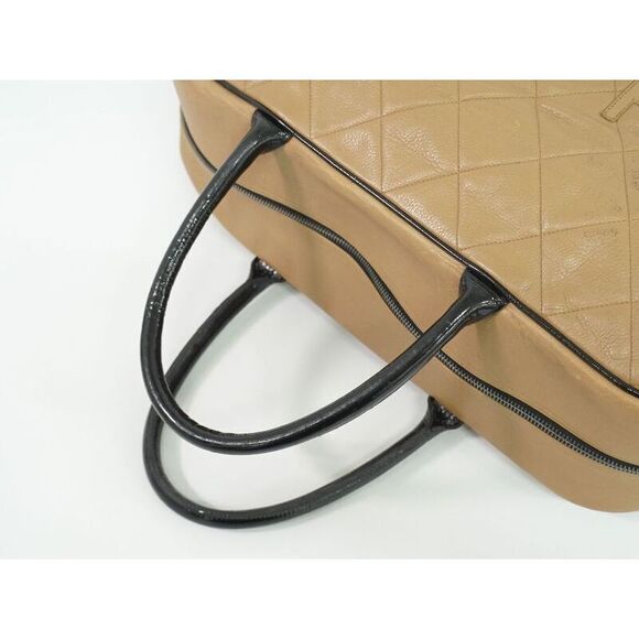 Authentic Chanel Logo Matelasse Boston Bag Handbag Caviar Skin Leather Pink - Picture 4 of 9